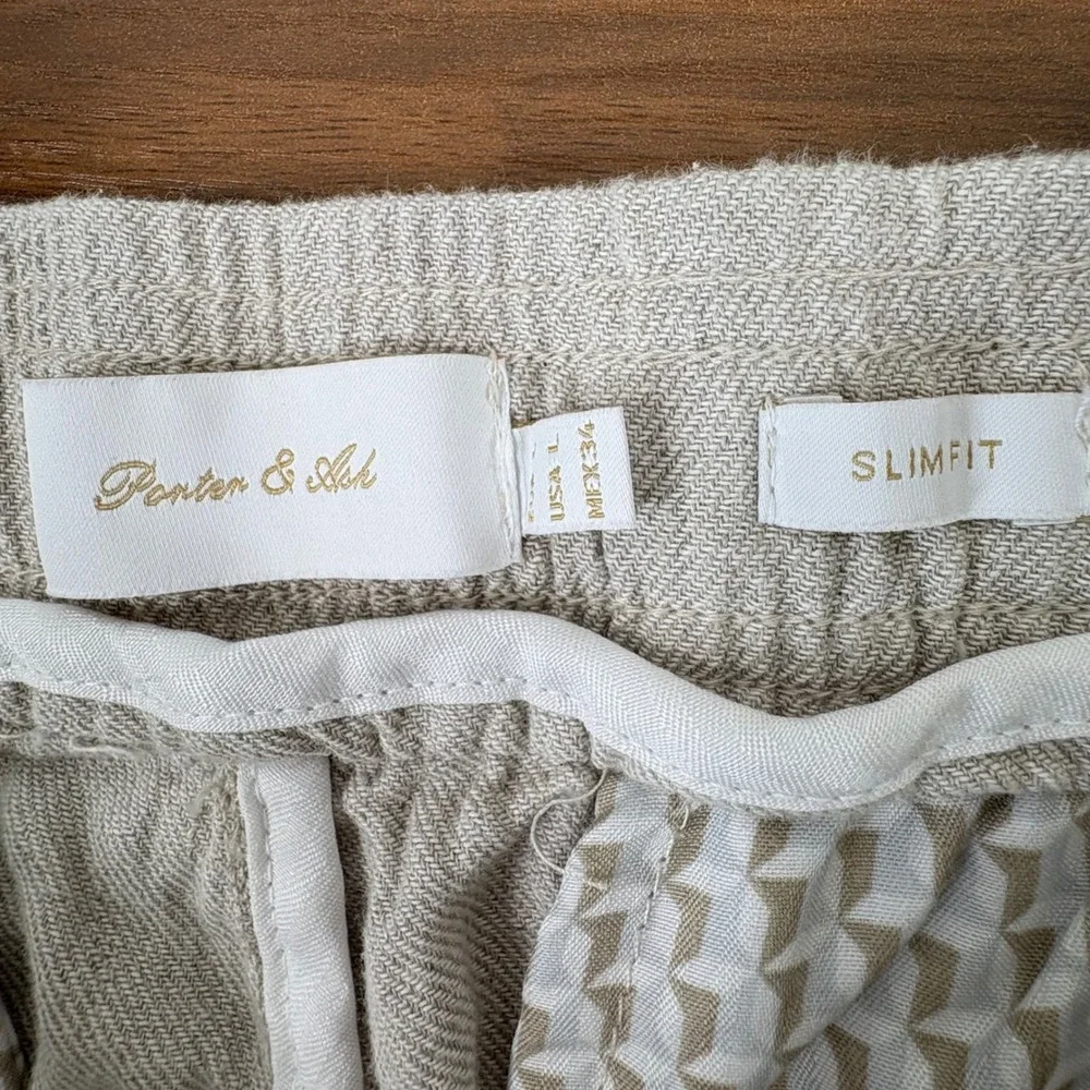 Porter & Ash Cargo Pants Mens 32x27 Beige Linen Blend Slim Fit Utility Granola